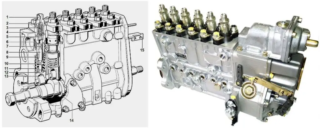 High-pressure inline fuel pump construction