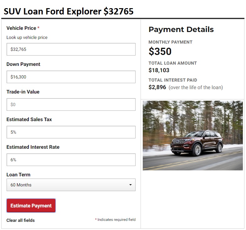 SUV Loan Ford Explorer