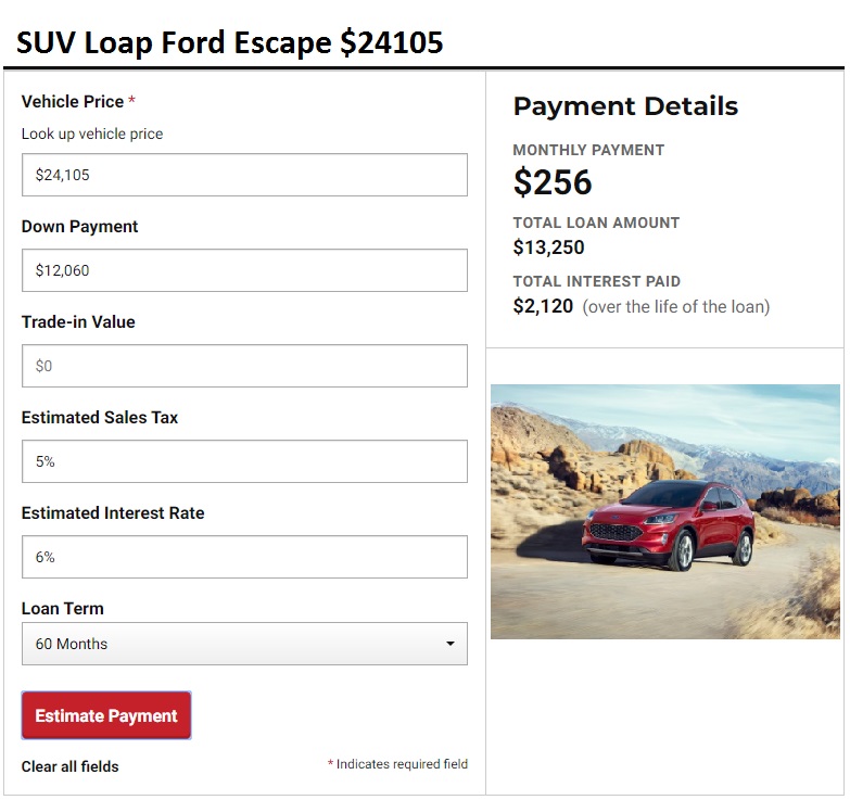 SUV Loan Ford Escape